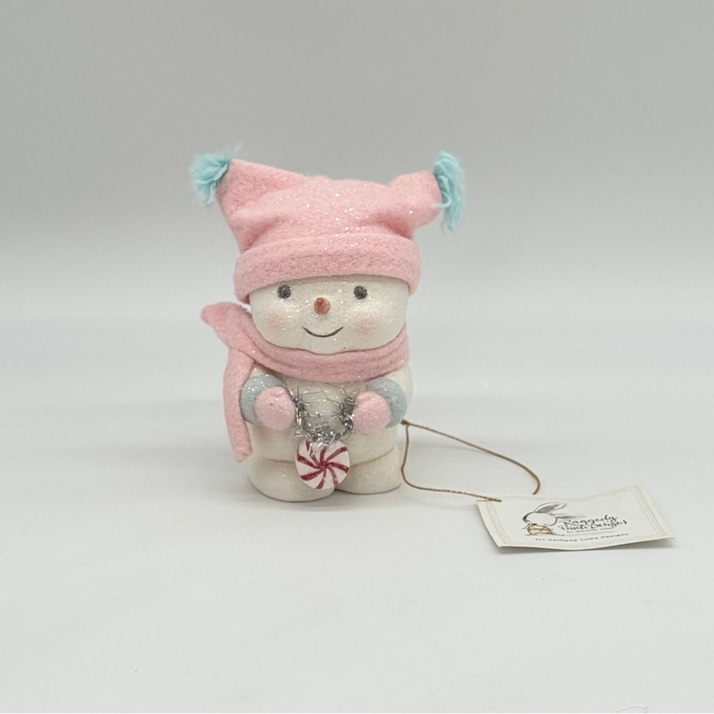 Bethany Lowe Pink Peppermint Blush Snowgirl Snowman Christmas Figure MA4075 NEW